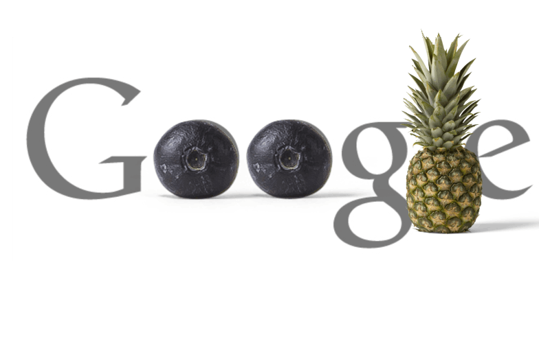 Schriftzug von Google mit Früchten für unsere PPC-Kampagnen